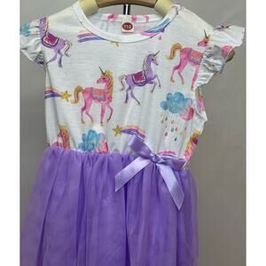 **New**  Girls' Unicorn & Purple Tulle Dress - Size 4T